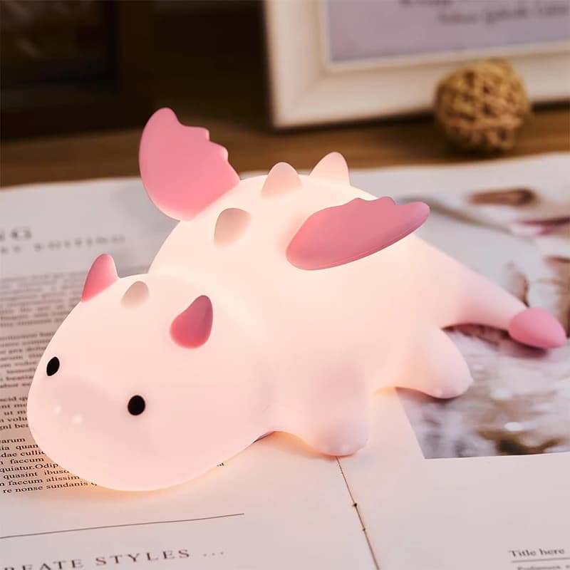Cute Baby Dragon Kids Night Light, Soft Silicone Lamp Rechargeable Breastfeeding Nursery Portable Kawaii Lamps,Bedside Lamp
