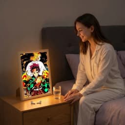 Anime Figure Light Painting Photo Frame Kyojuro Rengoku Action Led Lamps Home Children Bedroom Decor Night Light Chirstmas Gifts