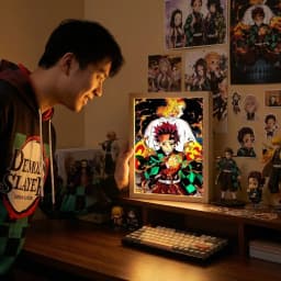 Anime Figure Light Painting Photo Frame Kyojuro Rengoku Action Led Lamps Home Children Bedroom Decor Night Light Chirstmas Gifts