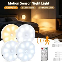 2~6 Pack Motion Sensor LED Night Light USB Rechargeable 3 Color Night Lamp Cabinet Wardrobe Lamp Staircase Wireless Closet Light