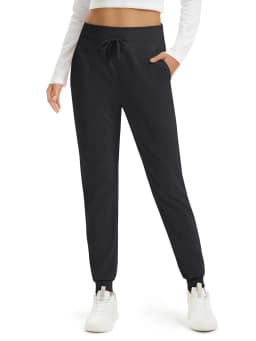 TACVASEN Winter Lightweight Fleece Thermal Waist Drawstring Sweatpants Womens Soft Outdoor Cotton Pants Water Resistant Trousers