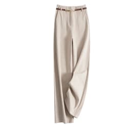 High Waist Wide Leg Pants Women's Loose Fit Woolen Casual Long Trousers Commute Style Korean Version with Pockets