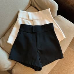 Afashion High Waist White Suit Shorts Women's Casual Wide Leg Pants Straight Cut Slimming Summer New Style Korean Style Comm