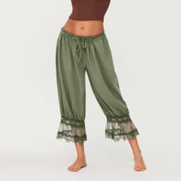Women Summer Y2K Vintage Lace Trim Pants Pettipants Long Bloomers Pants Under Dress Pantaloons Cute Ruffles Pumpkin Pants