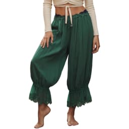 Women Summer Y2K Vintage Lace Trim Pants Pettipants Long Bloomers Pants Under Dress Pantaloons Cute Ruffles Pumpkin Pants