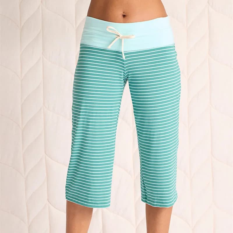 Women Y2K Aesthetic Cropped Lounge Pants Color Patchwork Elastic Drawstring Waist Casual Capri Pants Summer Casual Streetwear
