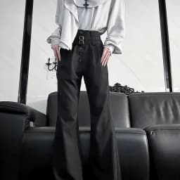 Ouji Lolita Knight Pants Unisex Retro High Waist Flared Pant Spring Autumn Cool Slim Fit Neutral Trousers 2026 Button Capris