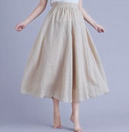 Cotton Linen Wide Leg Pants for Women Summer Casual Loose Pants High Waist Big Swing Skirt Capris Women Clothing PT-565
