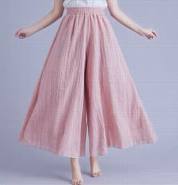 Cotton Linen Wide Leg Pants for Women Summer Casual Loose Pants High Waist Big Swing Skirt Capris Women Clothing PT-565