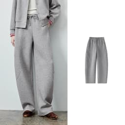 TOYOUTH Women's Lazy Academy Soft American Curved Leg Trousers 2026 Autumn New Arrival Paneled Design Pear Figure Shaping Pants