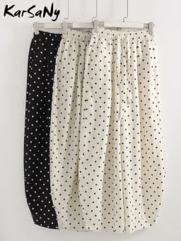 Polka Dot Cotton Linen Pants White Women Wide Leg Summer Spring Baggy Trousers For Woman High Waist Linen Loose Pants Women