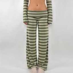 Women Y2k Striped Fold Over Pants Low Rise Yoga Pants Lounge Bottoms Color Block Wide Leg Flare Leggings Sweatpants