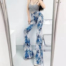 Sexy High Waist Striped Flare Pants Women Streetwear Print Tie Dye Slim Pantalones Vintage Lenggings Spodnie Aesthetic Trousers
