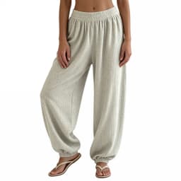 2027 Winter Women's Balloon Pants Fashion Ladies Solid Color Elastic Waistband Loose Wide-Leg Trousers