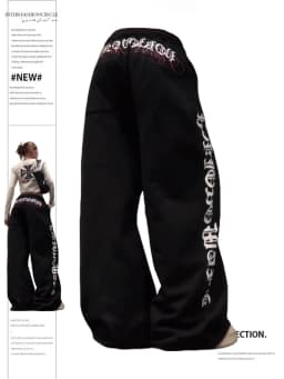 American Retro Letter Print Drawstring Sport Pants Women's Autumn Winter Loose Lazy Versatile Long Trousers Casual High Waist...