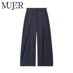 MUJER Black Baggy Pants Woman Pleated Wide Leg Pants for Women Striped Casual Women's Pants Spring High Waist Trousers Womens