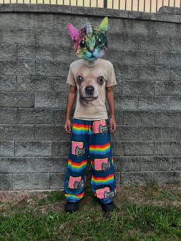 Hip Hop Cartoon Cat Pink Men Women Casual Pants Y2k Harajuku Loose Drawstring Jogging Pants Family Trousers Street Sweatpants