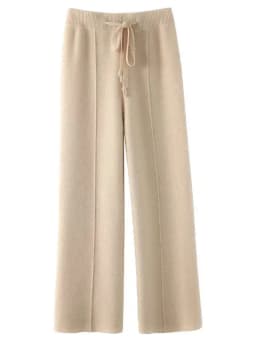 High Waist Knitted Wool Wide Leg Pants Autumn Winter Women's Loose Straight Casual Floor-Length Trousers Commute Style