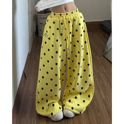 Y2K Retro Dot Sweatpants Women High Waist Hip Hop Harajuku Streetwear Wide Leg Pants American Loose Spring Vintage Bf Trousers