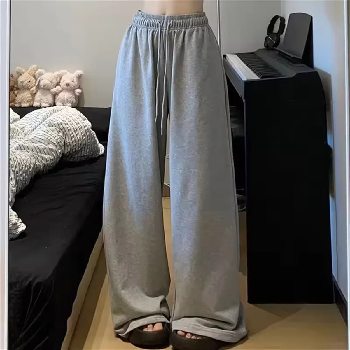 Women Harajuku Wide Leg Sweatpants 2025 Spring Fall Solid Fashion Sport Pant Female Casual Oversize Clothes Lady Baggy Trousers