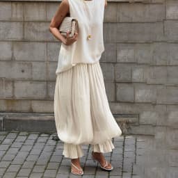 Linad Elegant Apricot Loose Bloomers For Woman Autumn Street Chic Sheer Elastic Waist Trousers Fall Casual Flare Long Pants 2025