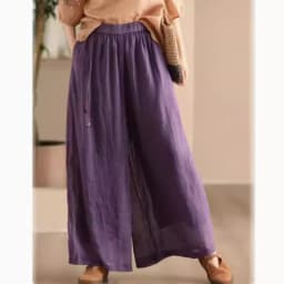 Johnature Women Vintage Ramie Wide Leg Pants Solid Color 2025 Summer New Elastic Waist Trousers Loose Casual Pants