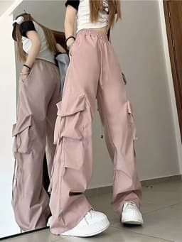 New Women Y2K Cargo Pants Fashion Casual High Waist Big Pockets Hip Hop Trousers Female Streetwear Drawstring Baggy Sweatpants