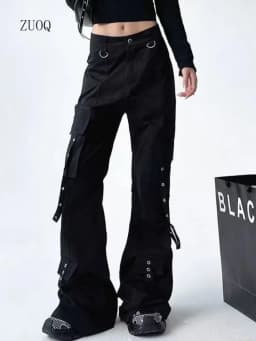Black Work Pants for Women 2025 New Spring/summer High-end Loose Functional Straight Leg Pants Casual Long Pants