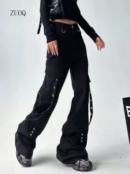 Black Work Pants for Women 2025 New Spring/summer High-end Loose Functional Straight Leg Pants Casual Long Pants