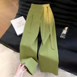 2027 Summer New Design Sense Suit Trousers Women High Quality Lace-up Wide-leg Pants Ladies Fashion Temperament High Waist Pants