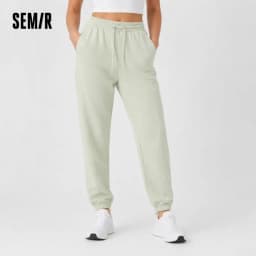 Semir Casual Pants Women Winter Fleece Anti-Static Loose Paneled Cuffed Long Pants 2025 New Sporty Sweatpants Women'S Wear
