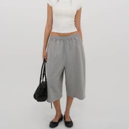 Y2K Grunge Baggy Capri Pants Women Drawstring Wide Leg Sweatpants Vintage Raw Hem 3/4 Cropped Joggers Trousers Loungewear