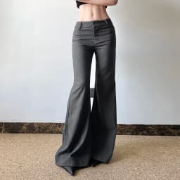 American Low Waist Bell Bottoms Y2K Fashion Streetwear Slim Wide Leg Pants Spring New Simple Basic Solid Ladies Suit Trousers