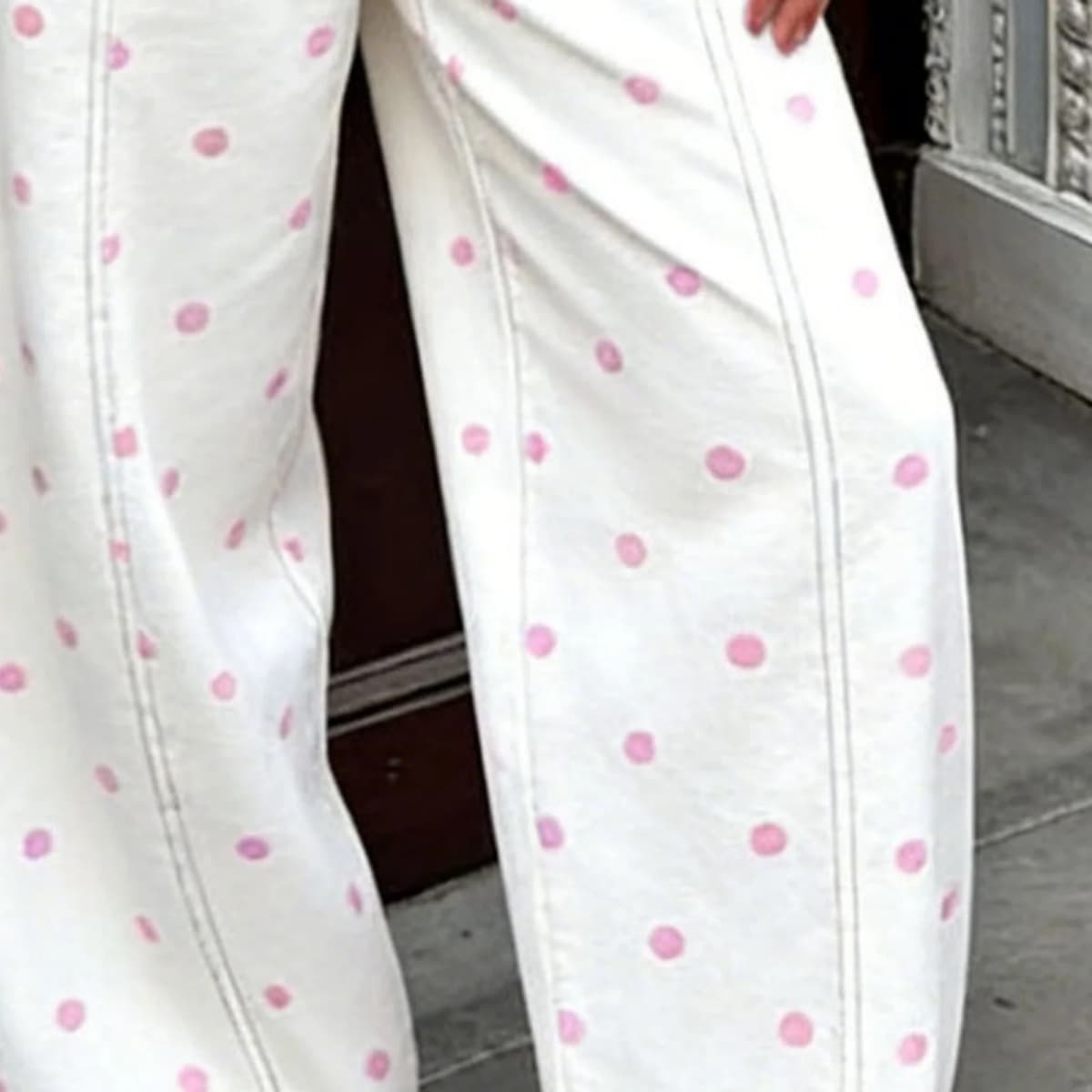Lamuusaa y2k Women Barrel Jeans 2000s Clothes Polka Dot Print Loose Denim Pants Baggy Trousers Wide-Leg Pants Club Streetwear