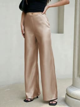 New In 2026 Women's Spring Summer Satin Pants Fashion Elegant High Waist Casual Straight Trousers