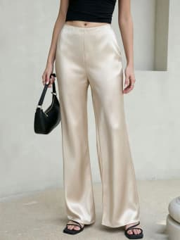 New In 2026 Women's Spring Summer Satin Pants Fashion Elegant High Waist Casual Straight Trousers