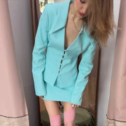 Women Pant Skirt Set Pointed Collar Long Sleeve Cinched Waist Top Mini Solid Skirt Straight Pant Slimming Y2K Suits For Ladies
