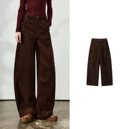 TOYOUTH Women's Casual Pants 2026 Autumn New Urban Nomad Style High Waist Maillard Color Block Curved Leg Trousers