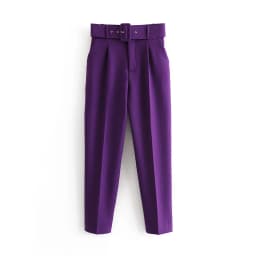 New In Women's Buttons 2026 Spring Autumn High Waist Casual Yellow Pants With Belt