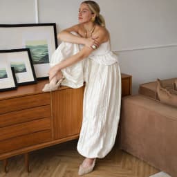 Linad Elegant Apricot Loose Pleated Bloomers Women 2026 Casual Elastic Waist Trousers Female Spring Fashion Sheer Long Pants