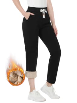 TACVASEN Sherpa Fleece Sweatpants Women's Thermal Warm Winter Trousers Elastic Waist Drawstring Yoga Gym Jogger Female Pants