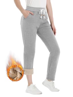 TACVASEN Sherpa Fleece Sweatpants Women's Thermal Warm Winter Trousers Elastic Waist Drawstring Yoga Gym Jogger Female Pants