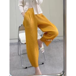 Pleated Women's Radish Pants Miyake 2025 New Summer Casual Large Size Stretch Draped Straight Wide Leg Pants Thin Comfortable