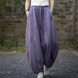 Johnature Women Vintage Ramie Bloomers Pants Elastic Waist Tie-dye 2025 Summer New Pockets Trousers Casual Loose Women Pants