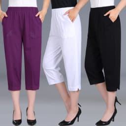 2026 Summer Women's Capris Pants Women Plus Size 4XL Loose Casual Elastic Waist Middle Pants Woman Pure Cotton Clothing