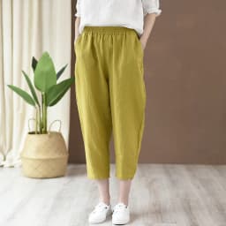 Johnature 2025 New Style Casual Loose Women Calf-length Pants Spring Summer Fashion Solid Cotton Linen Women Pants