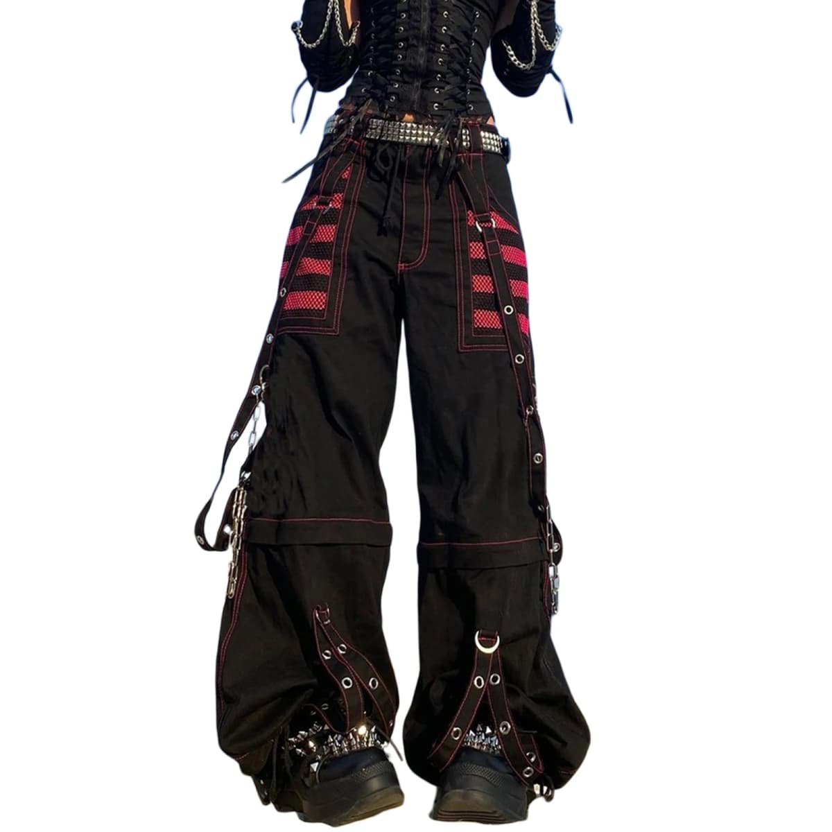 E-girl Gothic Wide Leg Cargo Pants Women Low Waist Jeans Long Trousers Y2K Grunge Vintage Hip Hop Punk Harajuku Streetwear