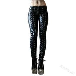 Women's New Fashion Tight Skinny Pants PU Faux Leather High Waist Smooth Touch Elastic Fit Wrinkle Resistant Casual Long Pants
