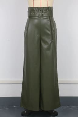 Women's Pants Wholesale Items High Waist Pu Leather Black Wide Leg Pants for Women Casual Fashion Loose Streetwear Trouser Femme