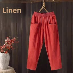 High Waist Cotton Linen Women's Summer Thin Breathable Color Loose Straight Casual Nine Point Pants Trendy Harajuku Style